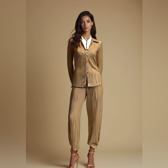 Rachel Zoe Plisse 2pc Pant & Shirt Set NWT - Picture 1 of 16